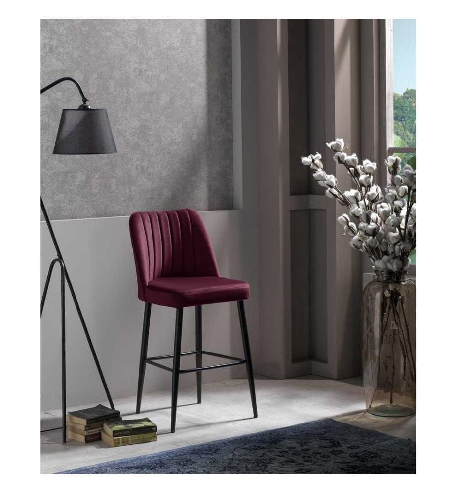 Barhocker-Set , 2 Stück, bordeauxrot, schwarz, Melaminbeschichtete Spanplatte, Stoff: Polyester