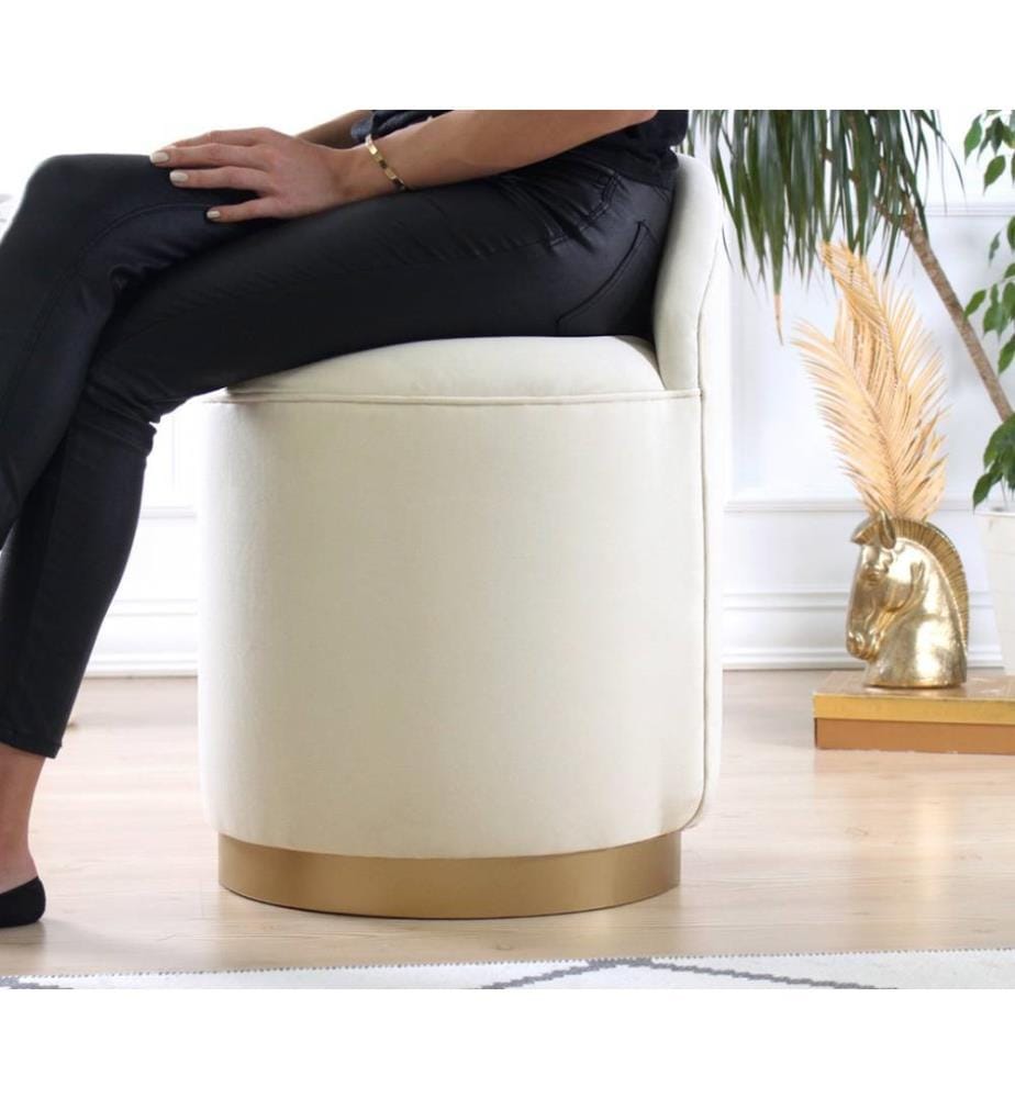 Pouffe, Creme, Samt
