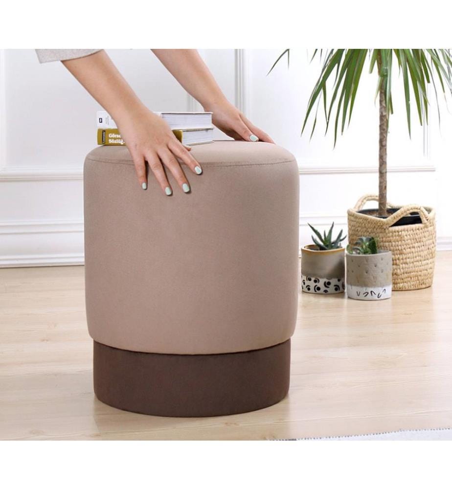 Pouffe, Kaffee, 50% Baumwolle - 50% Samt