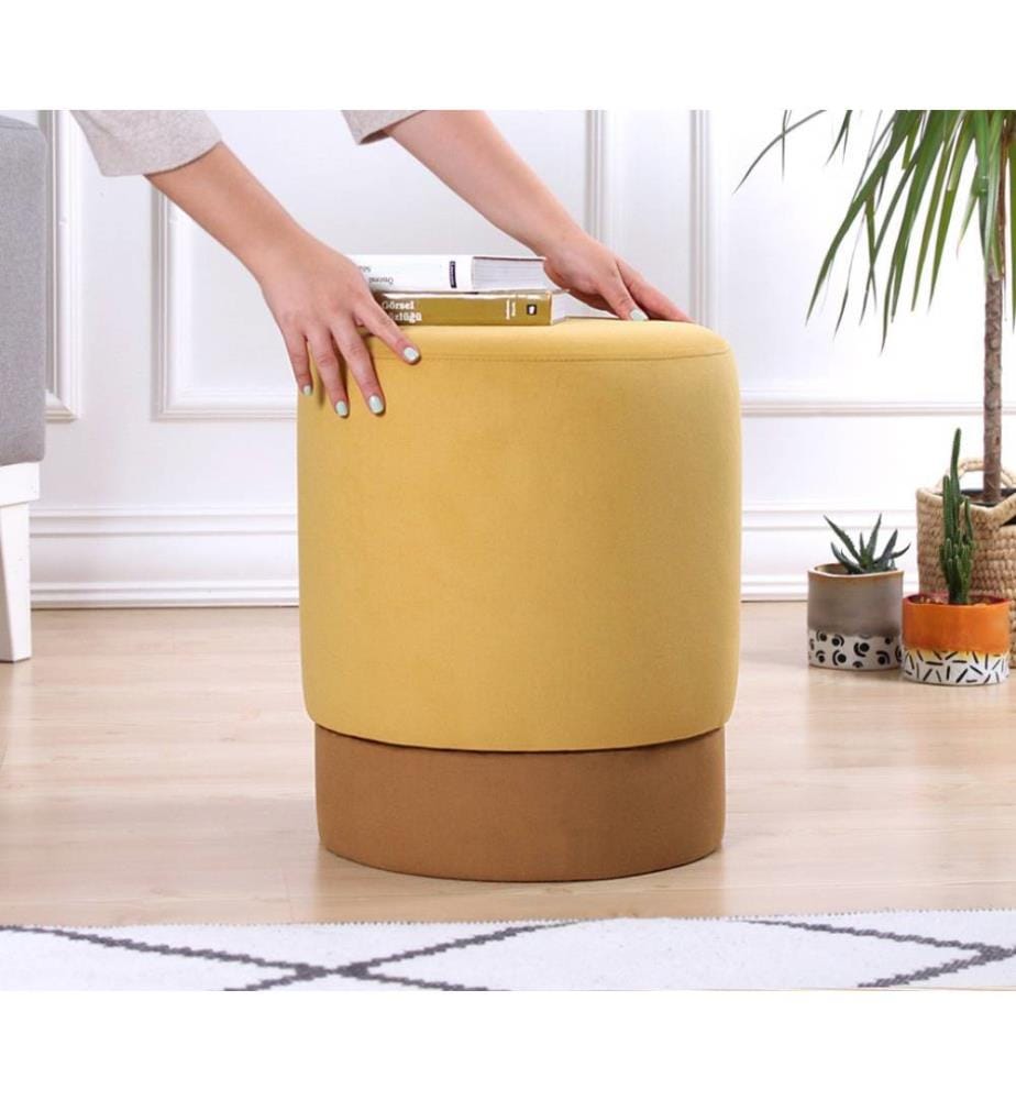 Pouffe, Gelb, 50% Baumwolle - 50% Samt