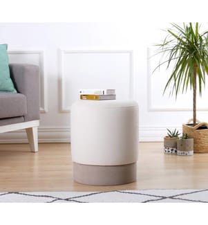 Pouffe, Creme, 50% Baumwolle - 50% Samt