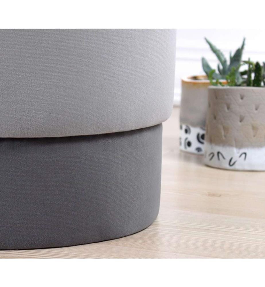 Pouffe, Grau, 50% Baumwolle - 50% Samt