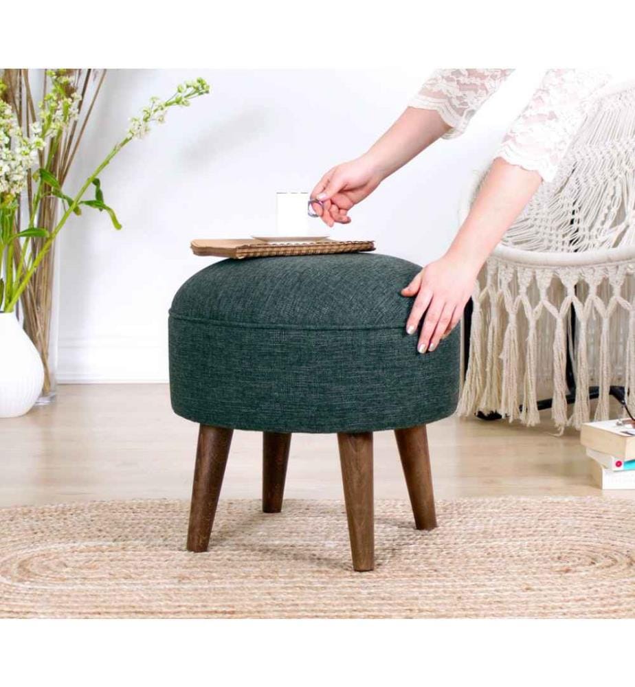 Pouf, gris vert, 50% coton - 50% velours