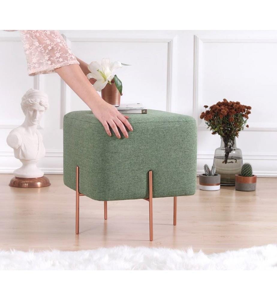 Pouf, vert, 50% coton - 50% lin