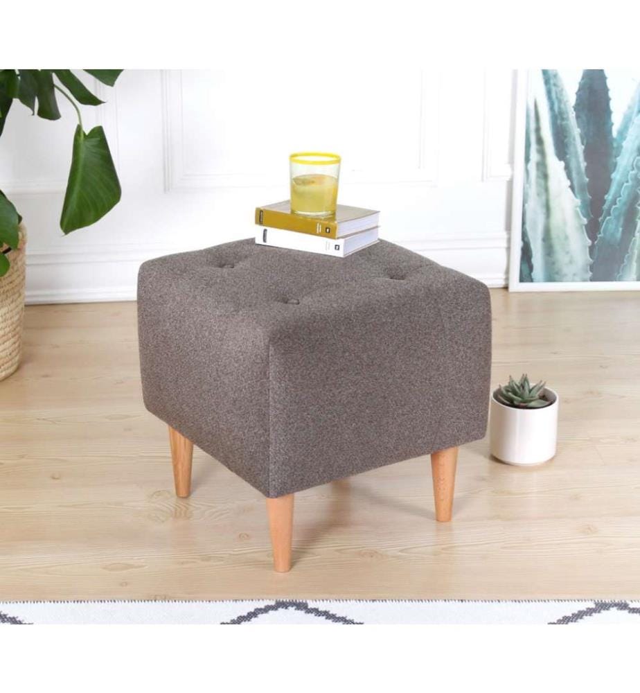 Pouf, café, 50% coton - 50% velours