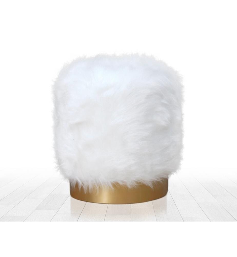 Pouf, blanc, polyester, pieds en bois