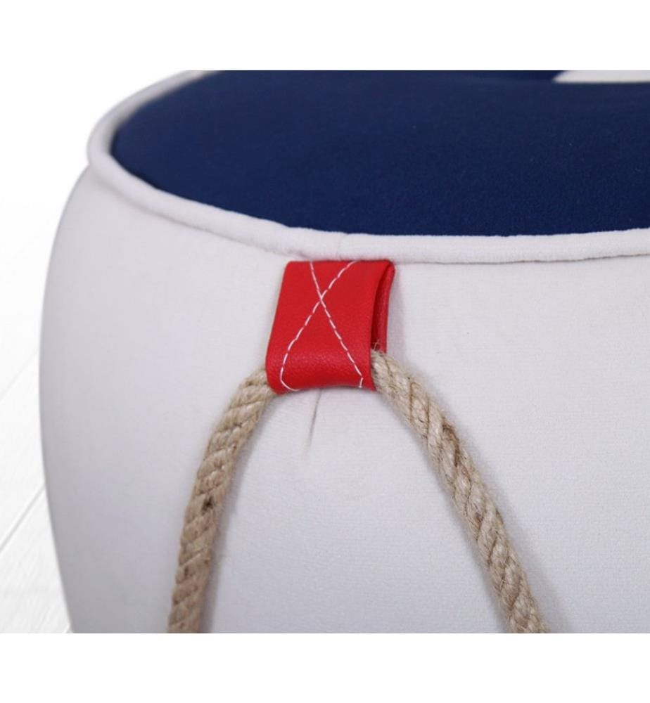 Pouffe, Blau Weiss, 50% Baumwolle - 50% Samt