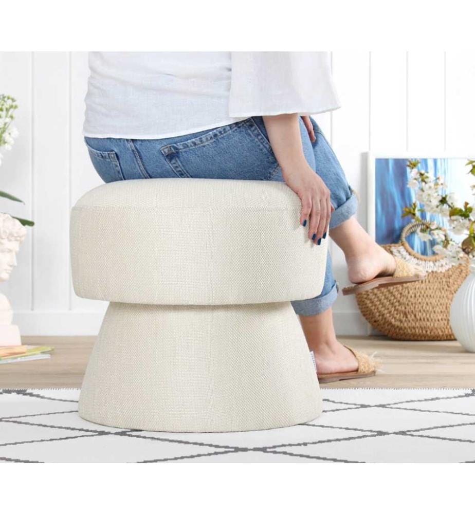 Pouf, Crema, 50% cotone - 50% lino
