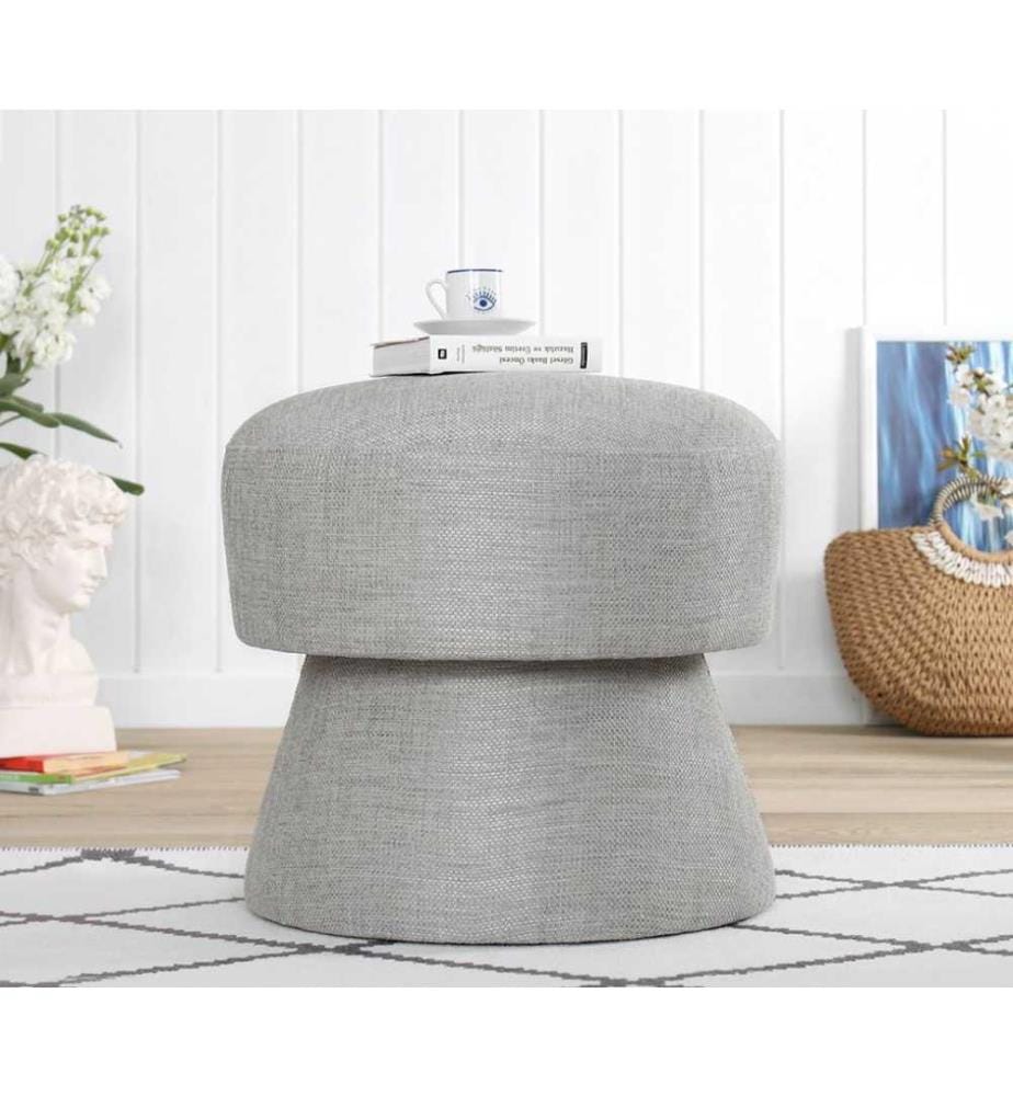 Pouffe, Hellgrau, 50% Baumwolle - 50% Leinen