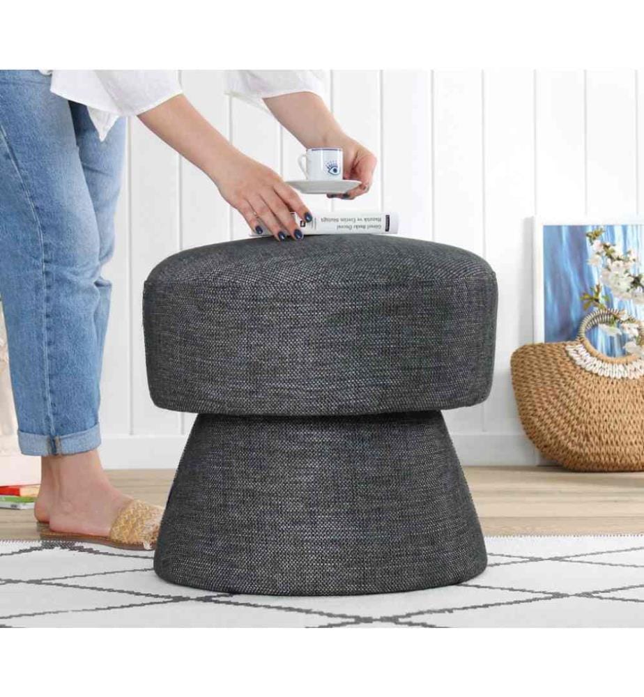 Pouf, Grigio scuro, 50% cotone - 50% lino
