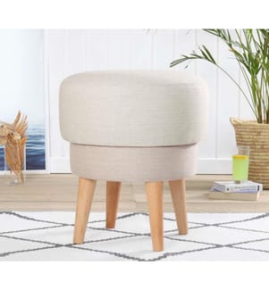 Pouffe, Creme, 100% Leinen