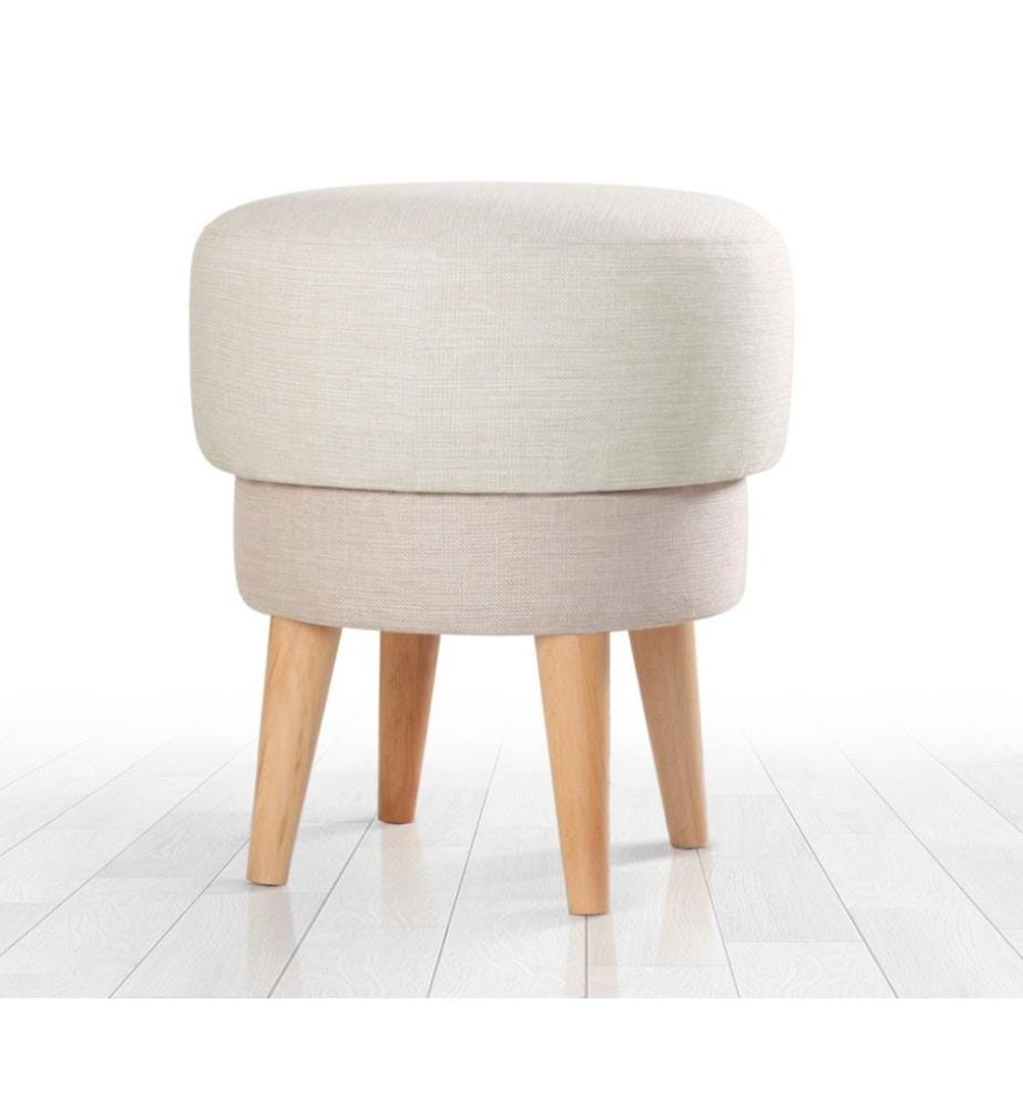 Pouffe, Creme, 100% Leinen
