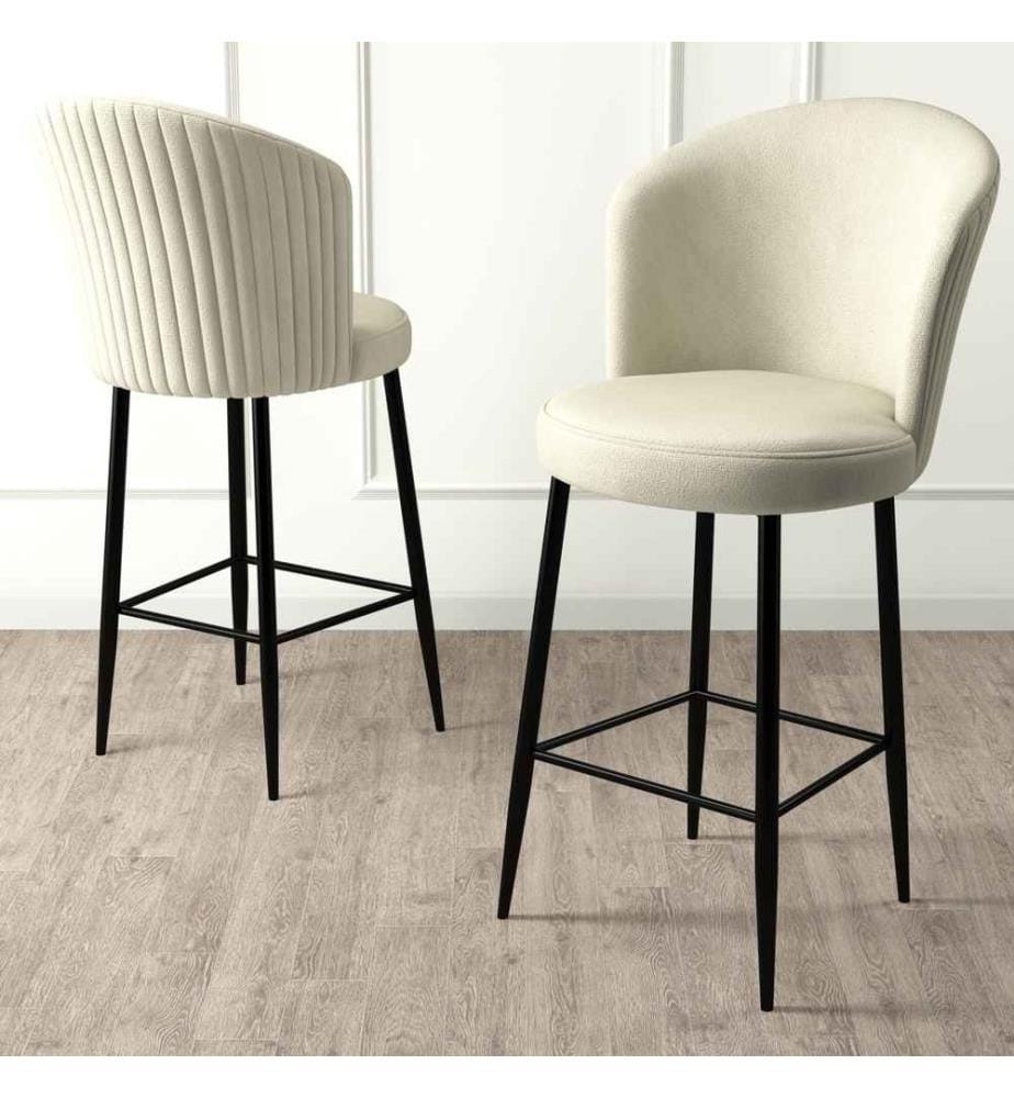 Barhocker-Set , 2 Stück, Creme, Schwarz, Gestell: Metall, Stoff: Babyface