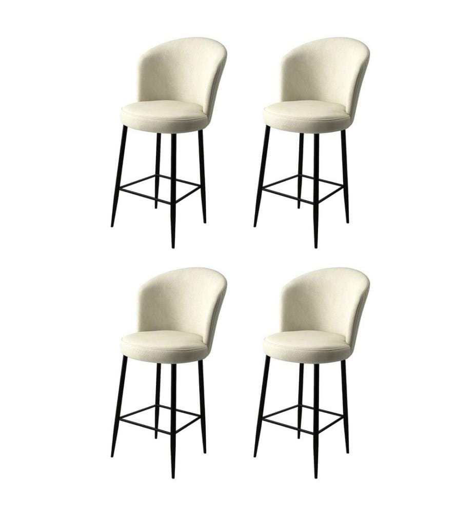 Ensemble de tabourets de bar, 4 pièces, crème, noir, cadre : Métal, Tissu : Babyface