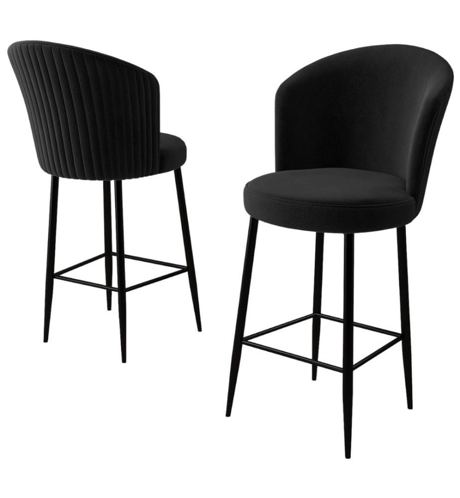 Ensemble de tabourets de bar, 4 pièces, noir, cadre : Métal, Tissu : Babyface
