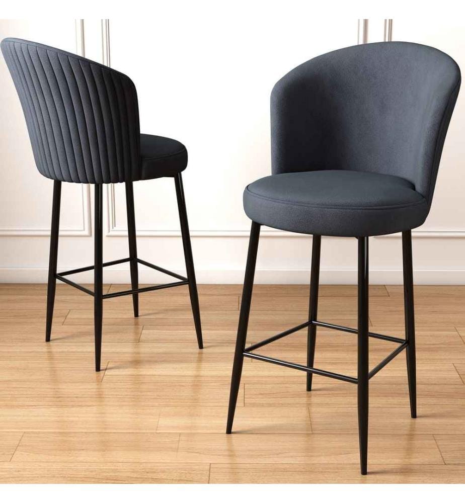 Barhocker-Set , 6-teilig, Anthrazit, Schwarz, Gestell: Metall, Stoff: Babyface