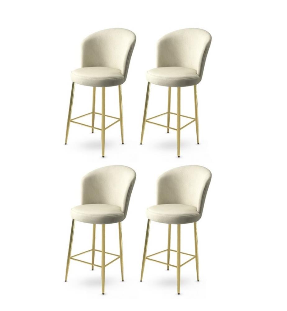 Barhocker-Set , 4 Stück, Creme, Gold, Gestell: Metall, Stoff: Babyface