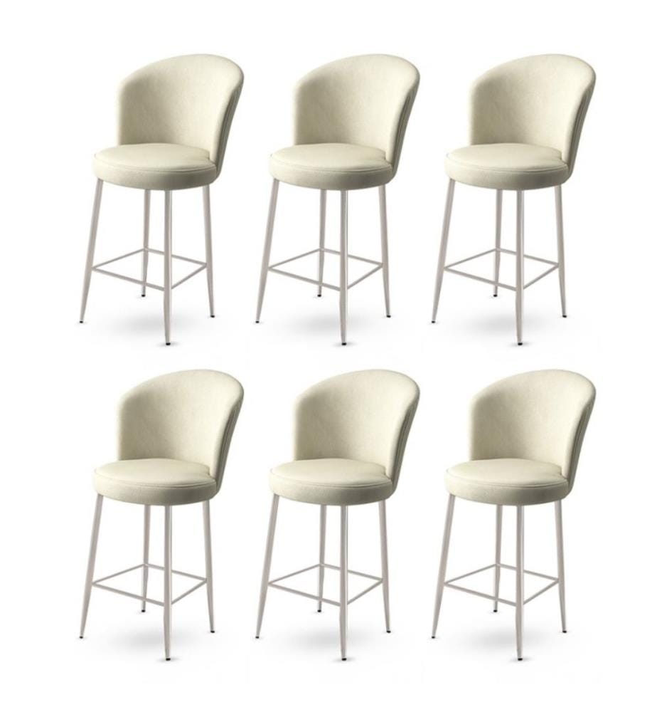 Barhocker-Set , 6-teilig, Creme, Chrom, Gestell: Metall, Stoff: Babyface