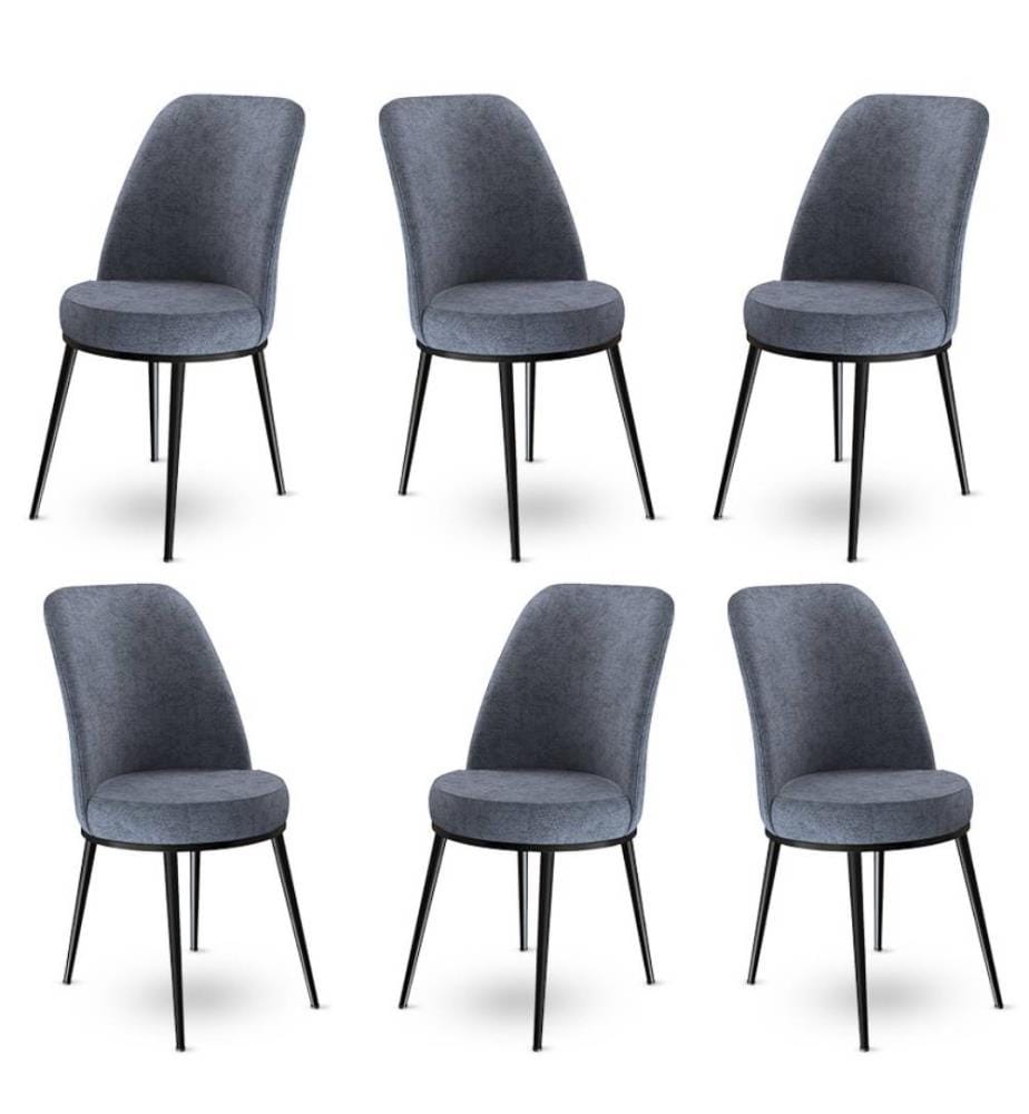 Ensemble de tabourets de bar, 6 pièces, Fume, Black, Frame : Métal, Tissu : Babyface