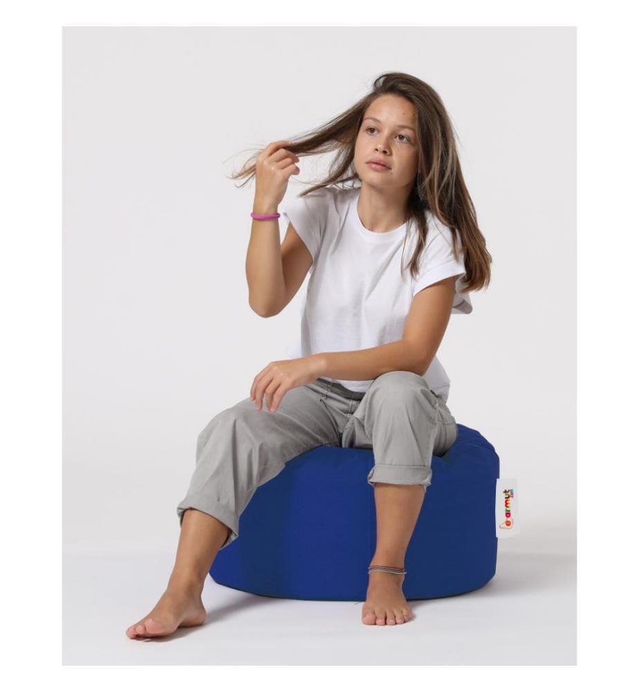 Pouf de jardin, bleu, polystyrène recyclé haute densité, tissu polyester