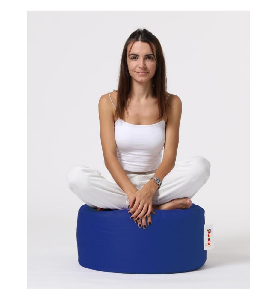 Pouf de jardin, bleu, polystyrène recyclé haute densité, tissu polyester