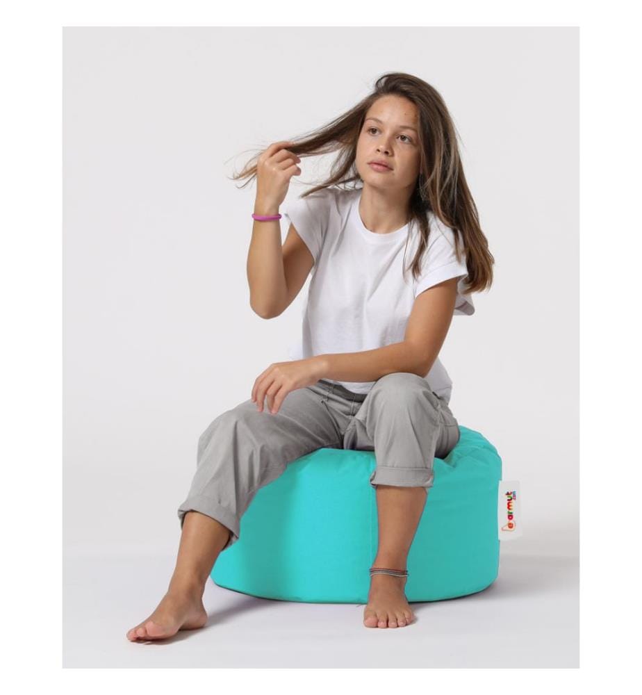 Pouf de jardin, Turquoise, polystyrène recyclé haute densité, tissu polyester