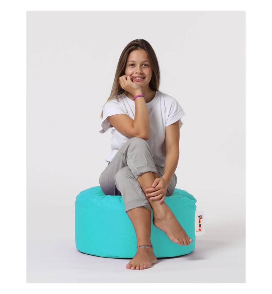 Pouf de jardin, Turquoise, polystyrène recyclé haute densité, tissu polyester