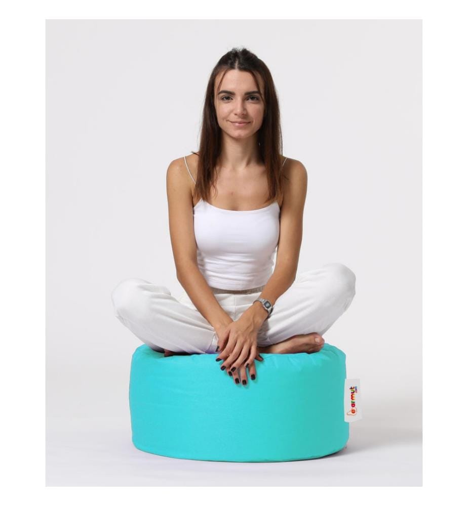 Pouf de jardin, Turquoise, polystyrène recyclé haute densité, tissu polyester