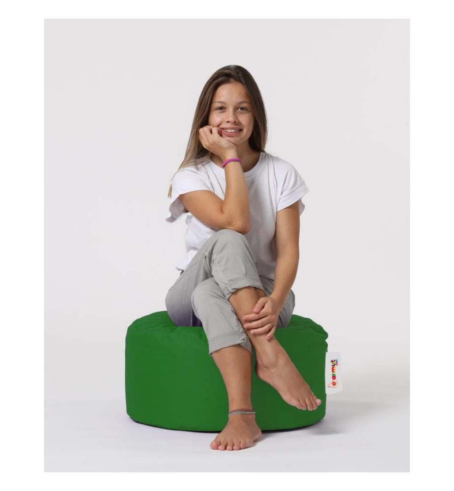 Pouf de jardin, vert, polystyrène recyclé haute densité, tissu polyester