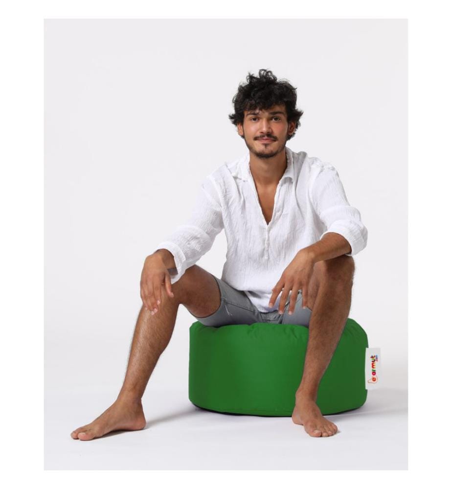 Pouf de jardin, vert, polystyrène recyclé haute densité, tissu polyester