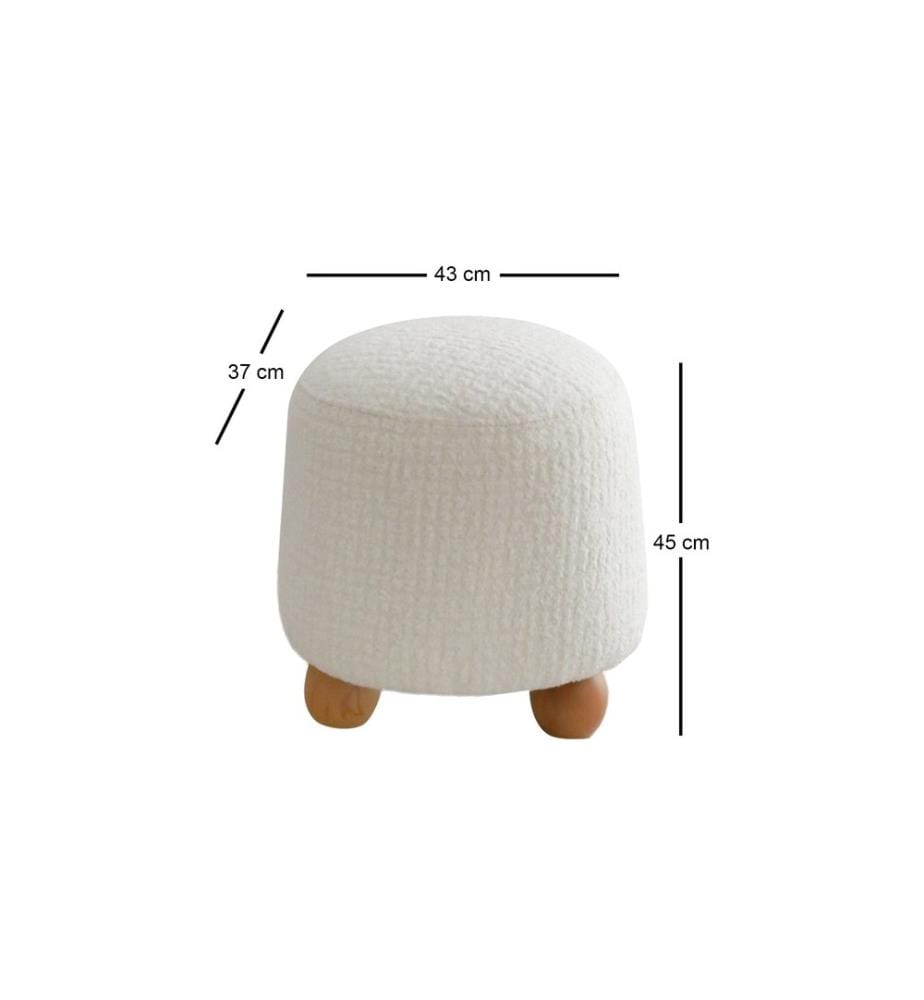 Pouffe, Weiss, Gestell: 100% Holz, Stoff: Teddy