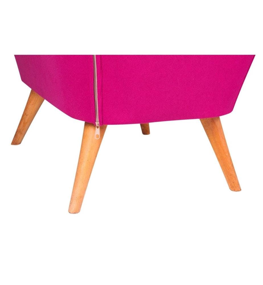 Pouffe, Lila, Gestell aus Massivholz, Polyester-Gewebe