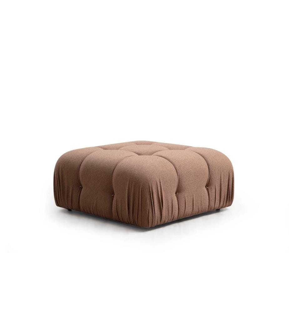 Tuffet, Braun, Buchenholz - Spanplattenrahmen, Polyester-Gewebe