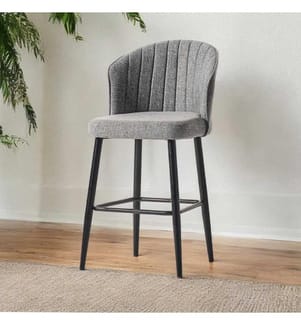 Set di 2 sgabelli da bar, grigio e nero, in truciolato rivestito in melamina al 100%, tessuto: tessuto Tivoli, gambe in metallo.