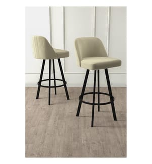Set di 4 sgabelli da bar, color crema e nero, struttura: 100% METALLO