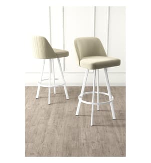 Set di sgabelli da bar, 4 pezzi, crema, bianco, struttura: 100% METALLO