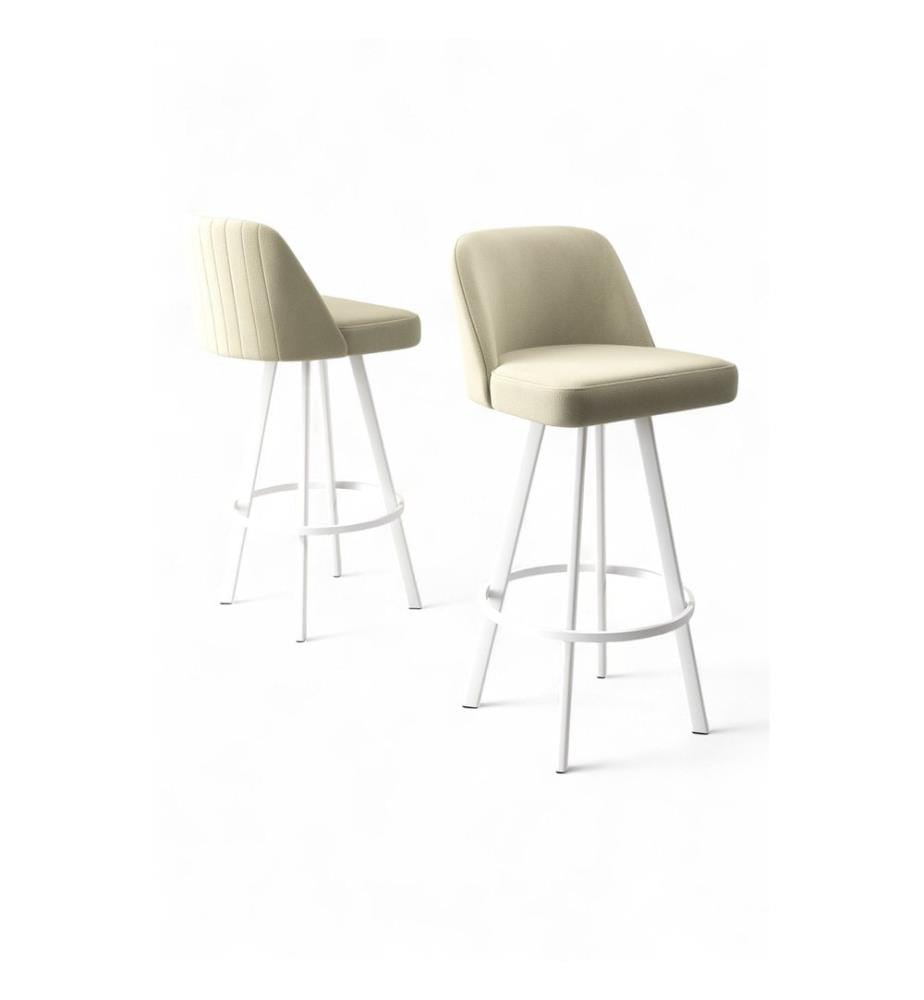 Ensemble de tabourets de bar, 4 pièces, crème, blanc, structure : 100% métal