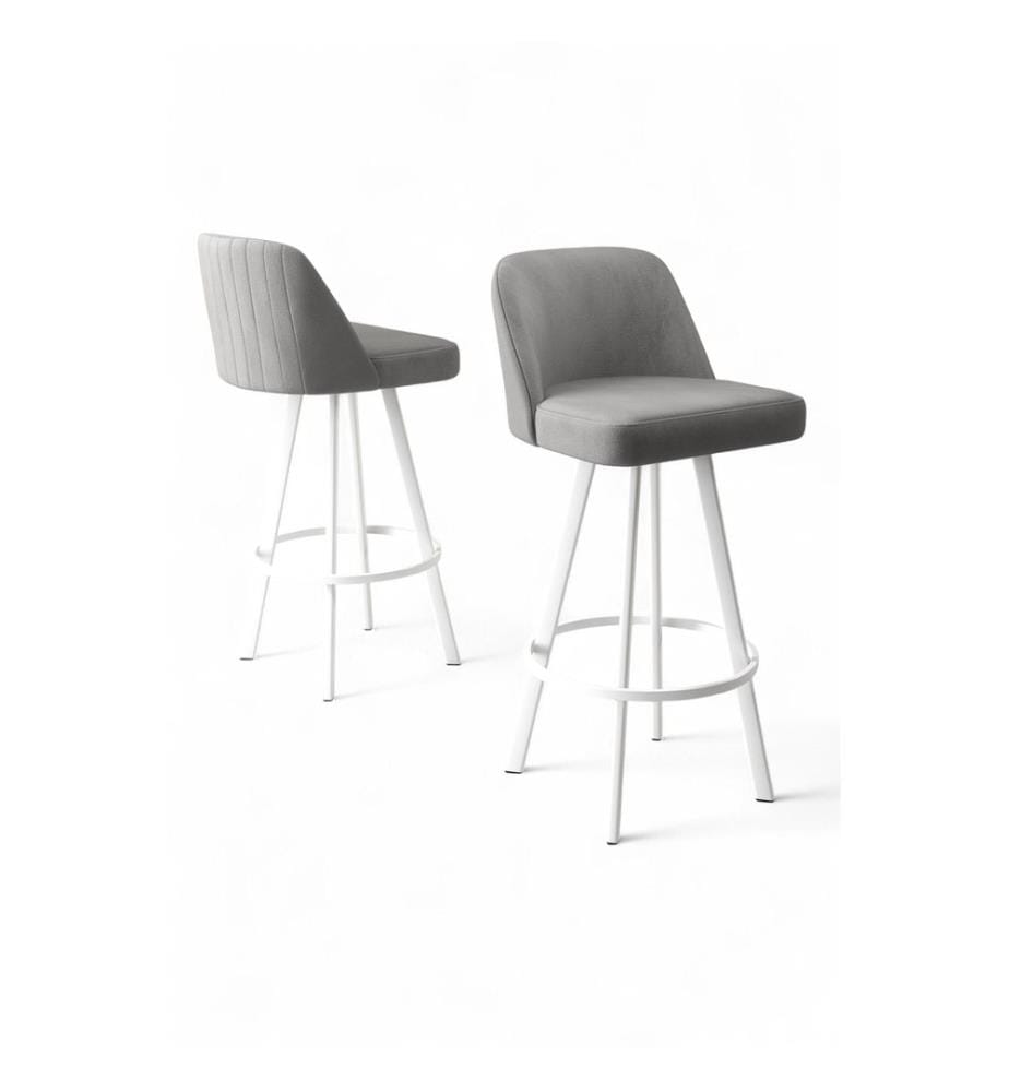 Ensemble de tabourets de bar, 4 pièces, gris, blanc, structure : 100 % métal