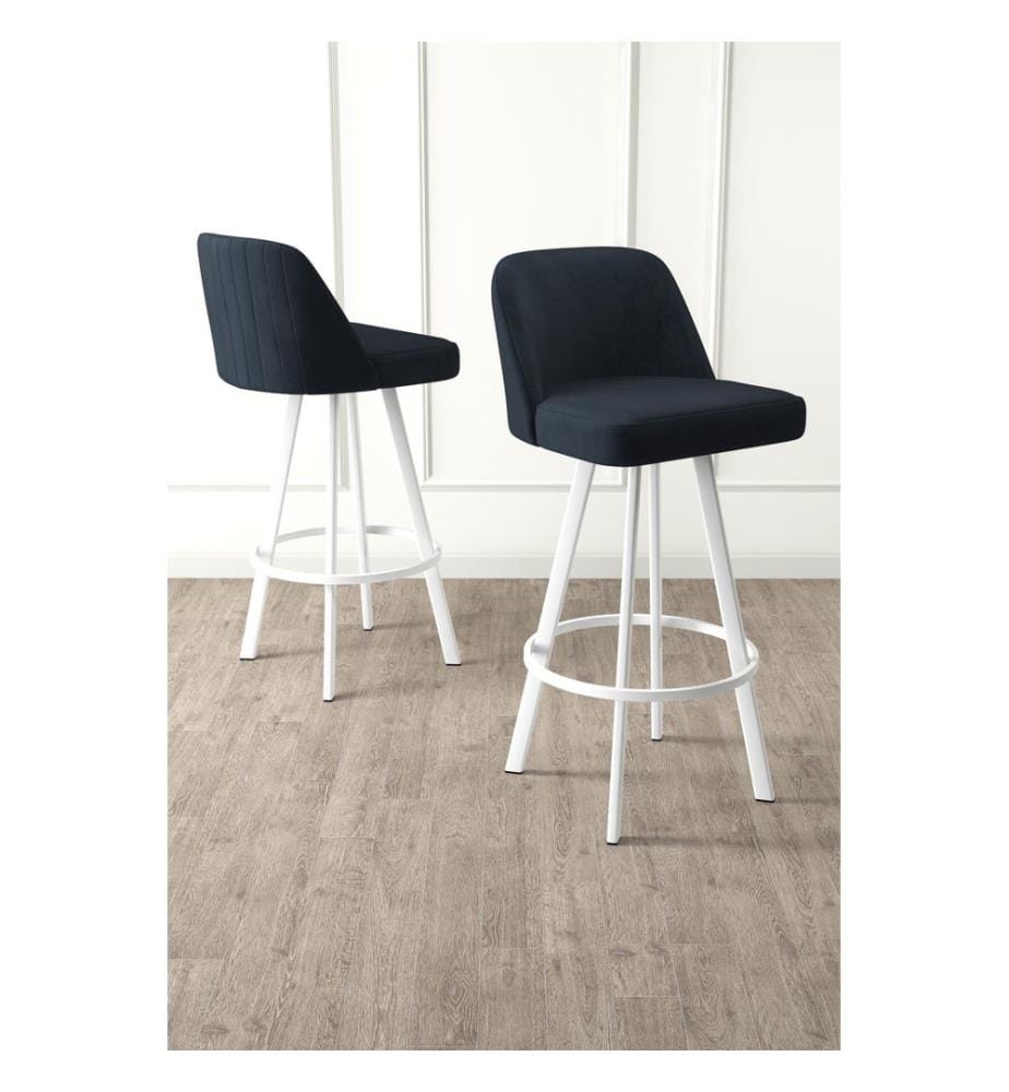 Barhocker-Set, 6-teilig, Anthrazit, Weiss, Gestell: 100 % Metall