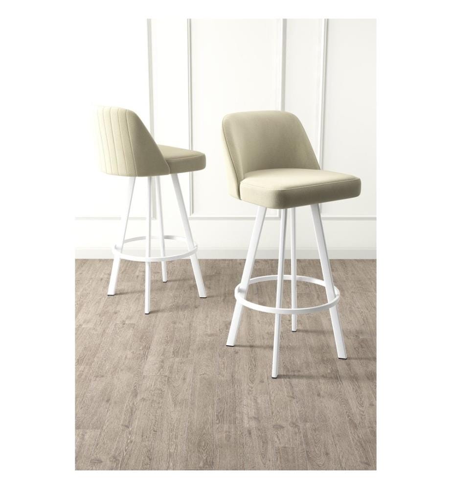 Ensemble de tabourets de bar, 6 pièces, crème, blanc, structure : 100% métal