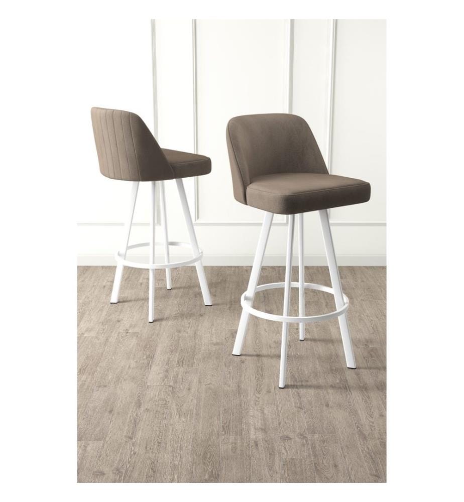Barhocker-Set, 6-teilig, Cappuccino, Weiss, Gestell: 100 % Metall
