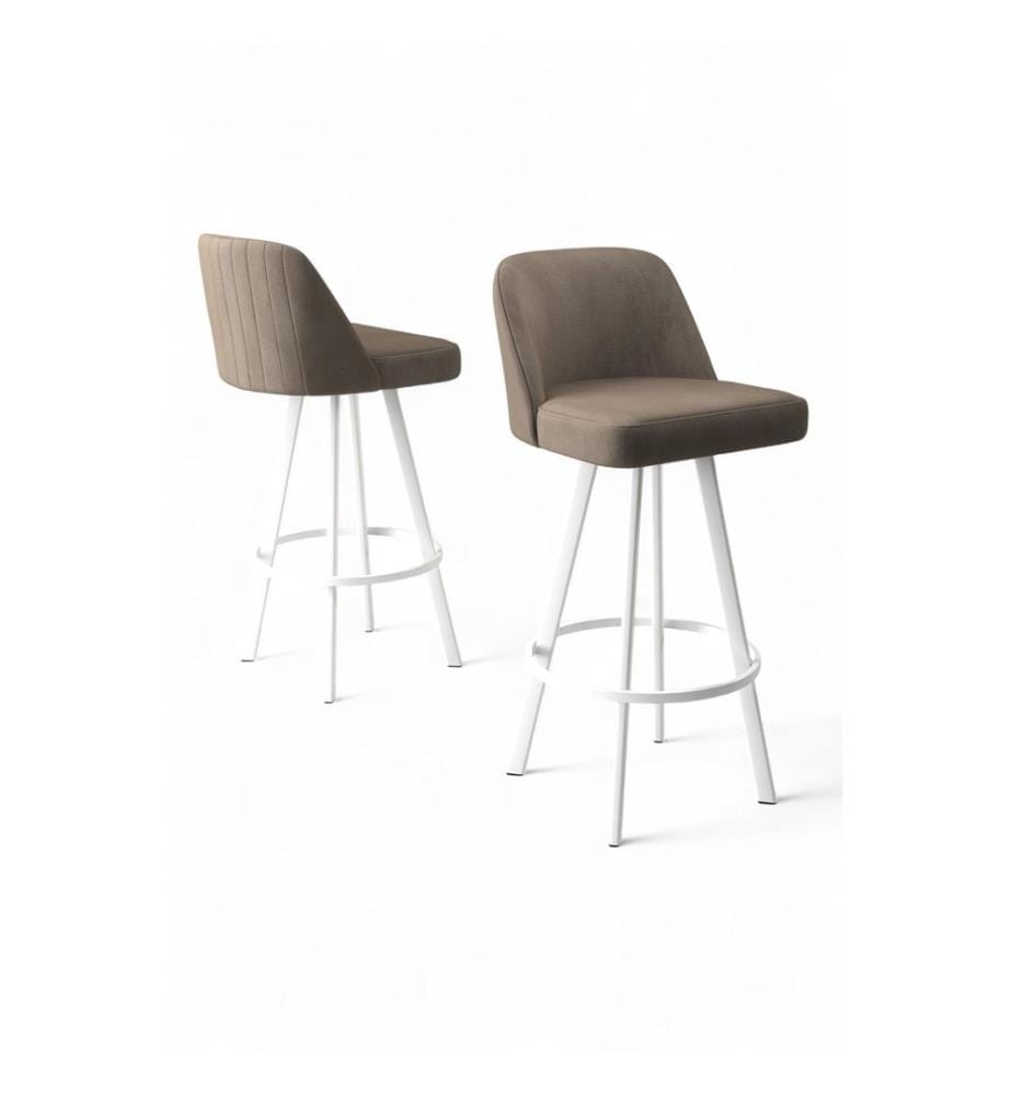 Barhocker-Set, 6-teilig, Cappuccino, Weiss, Gestell: 100 % Metall