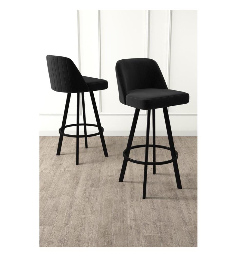 Barhocker-Set, 6-teilig, Schwarz, Gestell: 100 % Metall