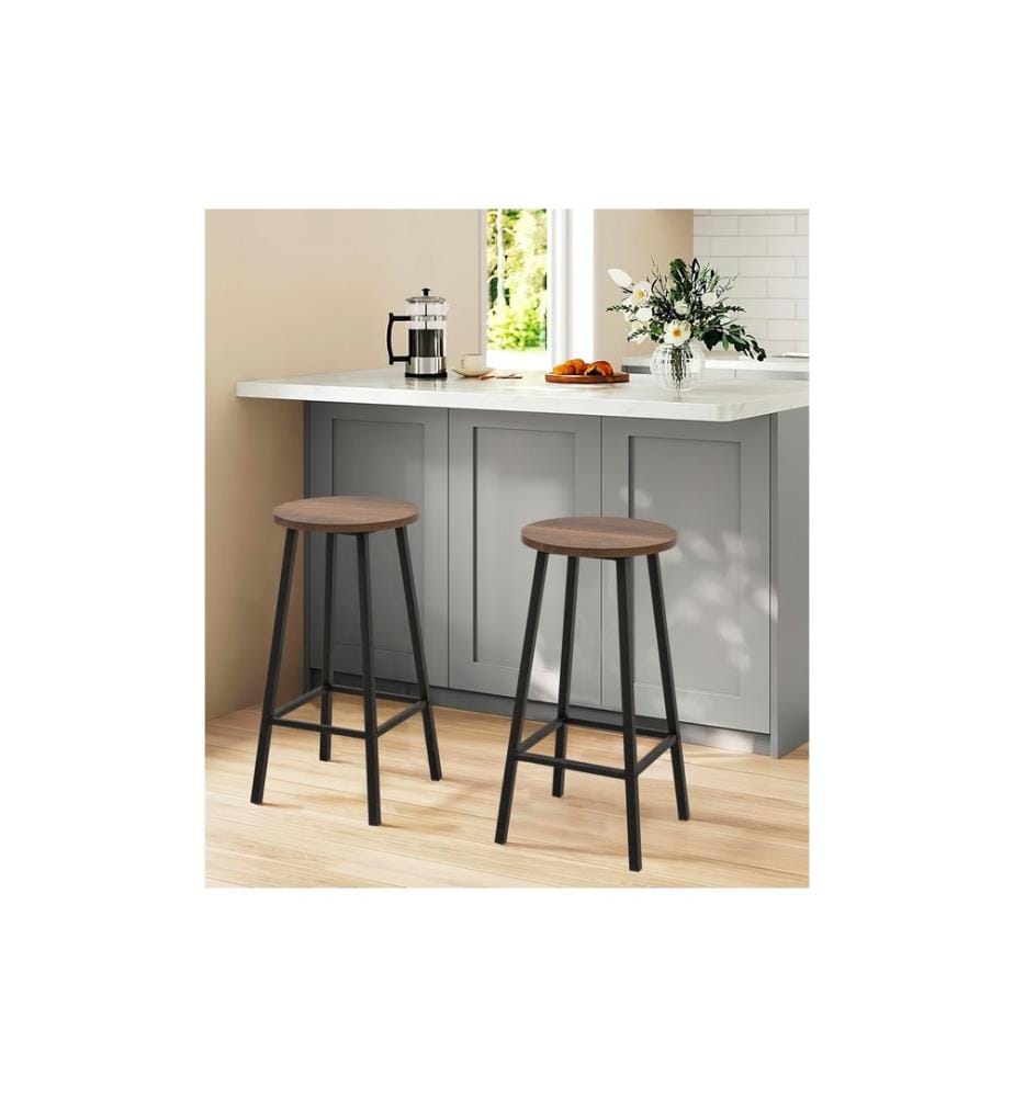 Bartisch- und Hocker-Set, 3-teilig, Schwarz, 100 % Spanplatte, Gestell: 100 % Metall