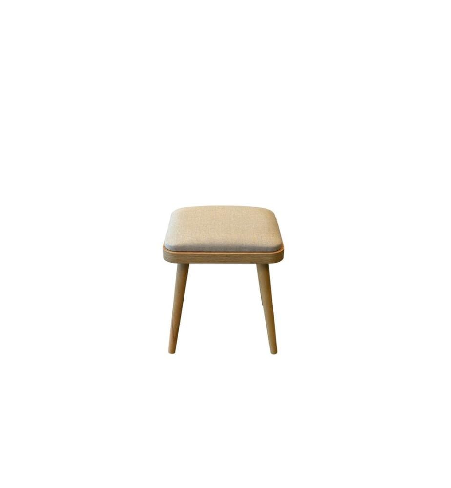 Hocker-Set, 2-teilig, Eiche, Creme, 100 % melaminbeschichtete Spanplatte, Bezug: 100 % Leinen
