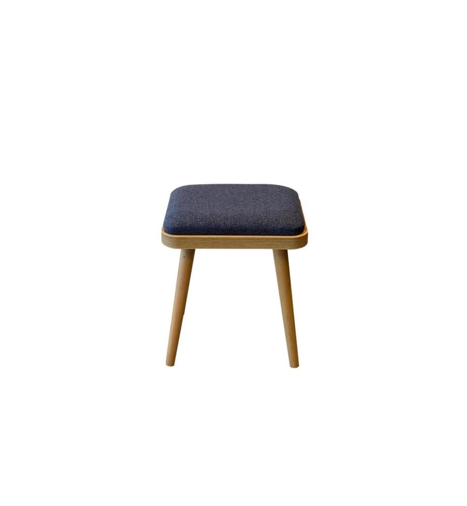 Hocker-Set, 2-teilig, Eiche, Dunkelblau, 100 % melaminbeschichtete Spanplatte, Bezug: 100 % Leinen