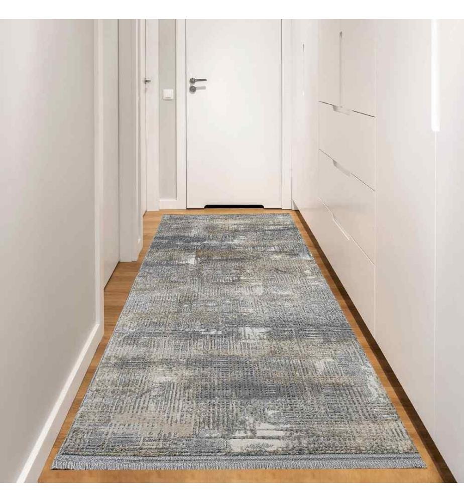 Flurteppich, Grau, Beige, Creme, 60% Polypropylen - 40% Polyester, 80 x 500 cm