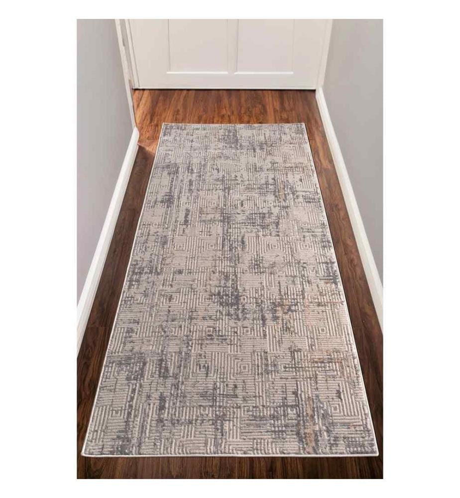 Tapis de salle, gris, 100% polyester, 120 x 450 cm