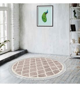 Tapis, crème, marron, 100% polyester, 180 x 180 cm