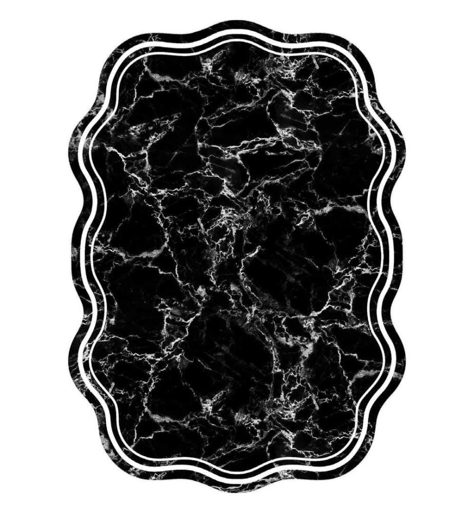 Teppich, Schwarz, Weiss, 100% Polyester, 80 x 50 cm